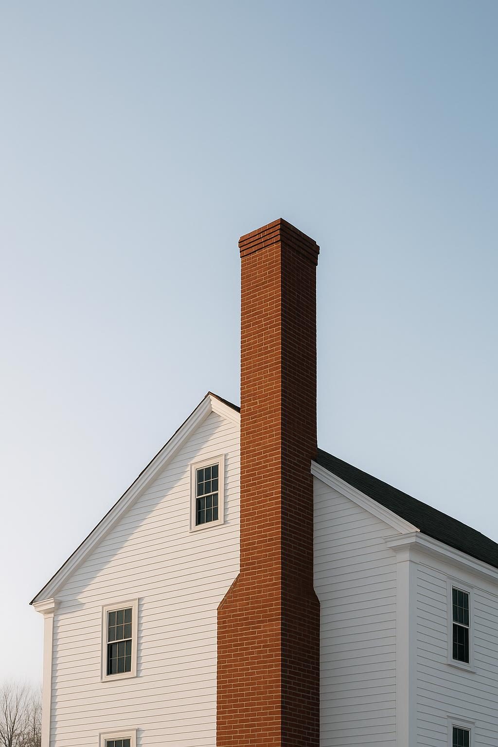 Brick chimney on a colonial house (illustration)